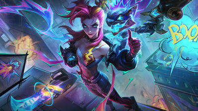 دانلود والپیپر جینکس supervillain و k Doombringer از League of Legends Wild Rift Skin Splash Art