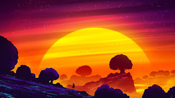 دانلود والپیپر غروب دیجیتال Sunset Landscape Digital Art