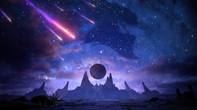 دانلود والپیپر منظره شهاب سنگ شب Falling Star Meteor