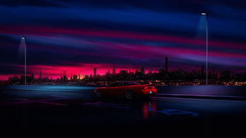 دانلود والپیپر منظره شهر شب ماشین Night City Scenery Car