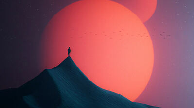 دانلود والپیپر سیلوئت تنها ماه Standing Alone Silhouette Moon