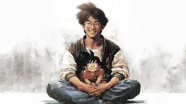 دانلود والپیپر متحرک آکیرا توریاما و پسر بچه گوکو Akira Toriyama and Kid Goku از دراگون بال