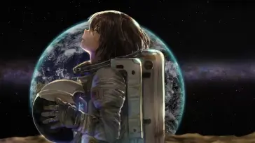 دانلود والپیپر متحرک دختر فضانورد Anime Girl Astronaut
