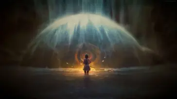 دانلود والپیپر متحرک انیمه دختر کنار آبشار Anime Girl Waterfall
