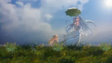 دانلود والپیپر متحرک دختران در میان شکوفه‌ها Anime Girls Breezy Blossoms