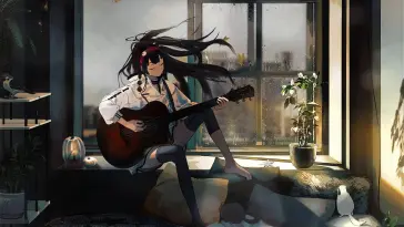 دانلود والپیپر متحرک دختر گیتاریست Anime Guitar Girl