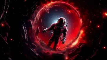 دانلود والپیپر متحرک فضانورد در سحابی قرمز Astronaut in Red Nebula