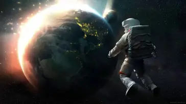 دانلود والپیپر متحرک فضانورد Astronaut در نزدیکی سیاره Planet