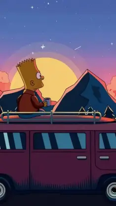 دانلود والپیپر متحرک بارت سیمپسون's Travel Van از The Simpsons