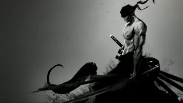 دانلود والپیپر متحرک زورو سیاه و سفید وان پیس One Piece Zoro Black White