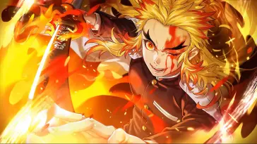 دانلود والپیپر متحرک شمشیر مشتعل رنگوکو دیمون اسلیر Rengoku Burning Sword Demon Slayer