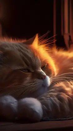 دانلود والپیپر متحرک گربه کنار شومینه Cat by the Fireplace