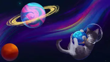 دانلود والپیپر متحرک گربه در فضا Cat in Space