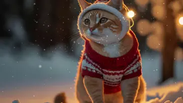 دانلود والپیپر متحرک گربه کریسمسی Christmas Cat