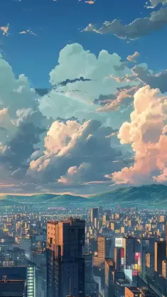 دانلود والپیپر متحرک شهر توکیو با برج‌های ابری Tokyo Cloud Towers