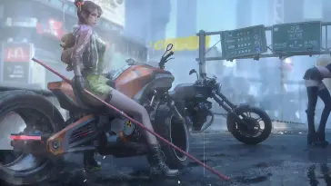 دانلود والپیپر متحرک دختر موتورسوار آینده‌گرا Futuristic Biker Girl