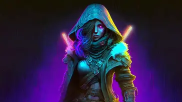 دانلود والپیپر متحرک دختر سایبرپانک با شمشیر Cyberpunk Girl with Sword
