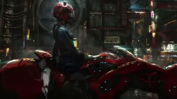 دانلود والپیپر متحرک موتورسوار شبانه Cyberpunk