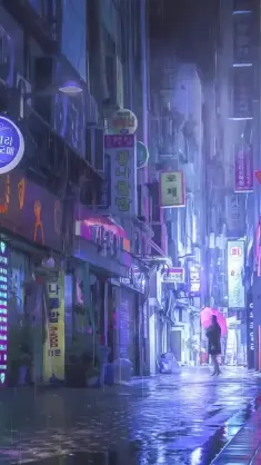 دانلود والپیپر متحرک کوچه تاریک نایت سیتی Night City از Cyberpunk 2077