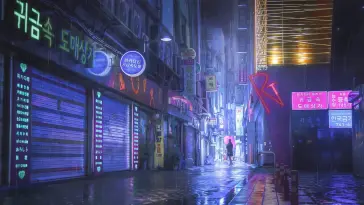دانلود والپیپر متحرک کوچه تاریک نایت سیتی سایبرپانک ۲۰۷۷ Cyberpunk 2077 Night City