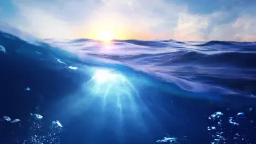 دانلود والپیپر متحرک منظره اقیانوس عمیق و غروب خورشید