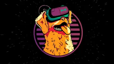 دانلود والپیپر متحرک سگ سینث ویو Synthwave Dog