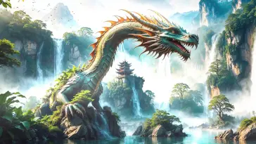 دانلود والپیپر متحرک اژدها و آبشار Dragon With Waterfall