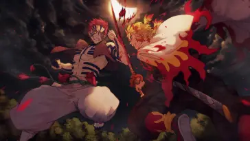 دانلود والپیپر متحرک دوئل آکازا در مقابل کیوجورو از دیمان اسلیر Demon Slayer