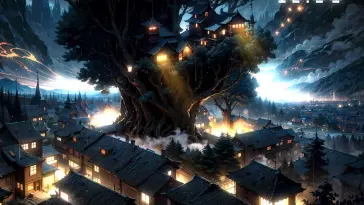 دانلود والپیپر متحرک خانه درختی فانتزی دنیای رویایی Fantasy Treehouse Dreamworld
