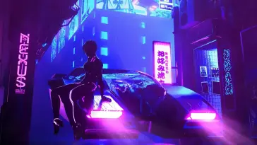 دانلود والپیپر متحرک سایبرپانک – دختر نئون Futuristic Neon Girl
