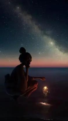 دانلود والپیپر متحرک دختر در حال نگه‌داشتن فشفشه Girl Holding Sparkler