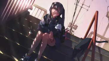 دانلود والپیپر متحرک دختر با گربه سیاه Girl Black Cat