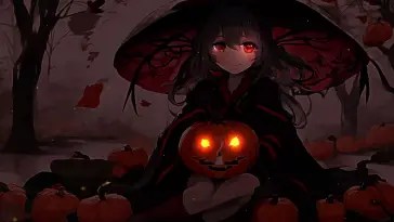 دانلود والپیپر متحرک دختر با کدو تنبل Girl with Pumpkin