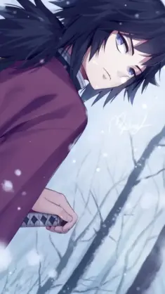 دانلود والپیپر متحرک گییو تومیکوکا شکارچی در زمستان دیمون اسلیر Giyu Tomioka Winter Demon Slayer