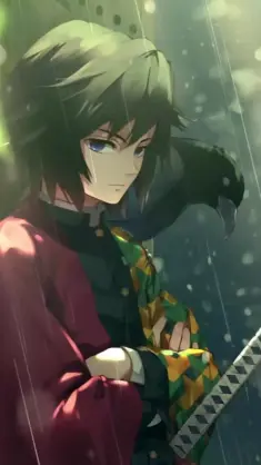 دانلود والپیپر متحرک گیو تومیوکا Giyu Tomioka با کلاغ از Demon Slayer