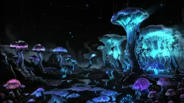 دانلود والپیپر متحرک قارچ‌های نورانی Glowing Mushrooms