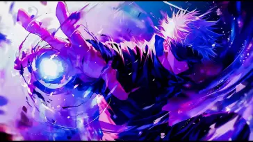 دانلود والپیپر متحرک گوجو Gojo با حمله هالو پِرپل از جوجوتسو کایزن Jujutsu Kaisen