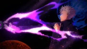 دانلود والپیپر متحرک گوجو ساتورو با کره ارغوانی جوجوتسو کایزن Gojo Purple Orb Jujutsu Kaisen