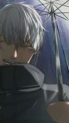 دانلود والپیپر متحرک گوجو ساتورو با چتر زیر باران جوجوتسو کایزن Gojo Satoru Jujutsu Kaisen