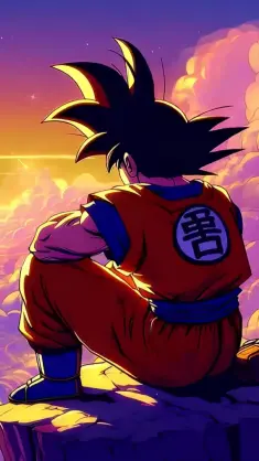 دانلود والپیپر متحرک انیمه گوکو در غروب آفتاب Dragon Ball