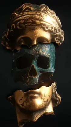دانلود والپیپر متحرک ماسک گلیچ طلایی Golden Glitch Mask