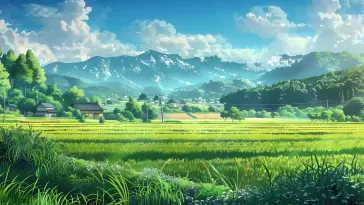 دانلود والپیپر متحرک دشت‌ها و قله‌های سرسبز Green Fields Peaks