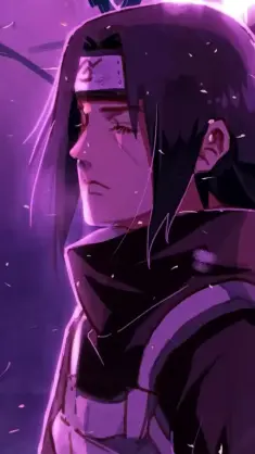 دانلود والپیپر متحرک ایتاچی اوچیها Naruto Itachi Uchiha در چشم‌انداز بنفش