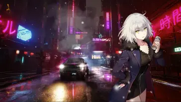 دانلود والپیپر متحرک ژان‌دارک Jeanne از مجموعه فیت/سایبرپانک Fate/Cyberpunk