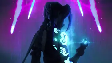 دانلود والپیپر متحرک جینکس Jinx با جواهر هگزتک (آرکین Arcane و لیگ افسانه‌ها League of Legends)