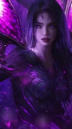 دانلود والپیپر متحرک کای‌سا Kai'Sa با پروانه‌های بنفش از League of Legends