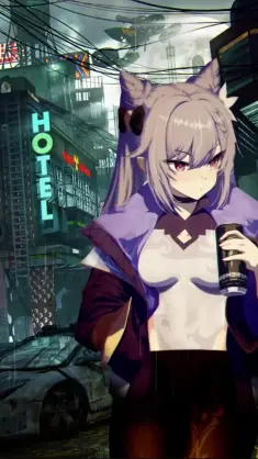 دانلود والپیپر متحرک کیکینگ سایبرپانک Genshin Impact Keqing Cyberpunk