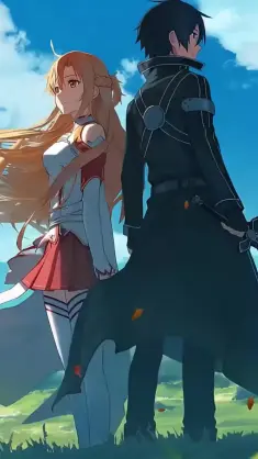 دانلود والپیپر متحرک کیری‌تو و آسونا Kirito & Asuna از سوورد آرت آنلاین Sword Art Online