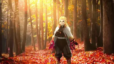 دانلود والپیپر متحرک کیوجورو رنگکو Kyojuro Rengoku – صحنه پاییزی از دیمون اسلیر Demon Slayer