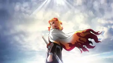 دانلود والپیپر متحرک کیوجورو رنگیوکو زیر آسمان آبی از Demon Slayer: Kimetsu no Yaiba